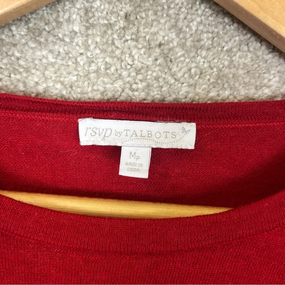 RSVP by Talbots Sweater Womens Medium Petite Red Merino Wool Pullover- 1446* - Picture 7 of 10